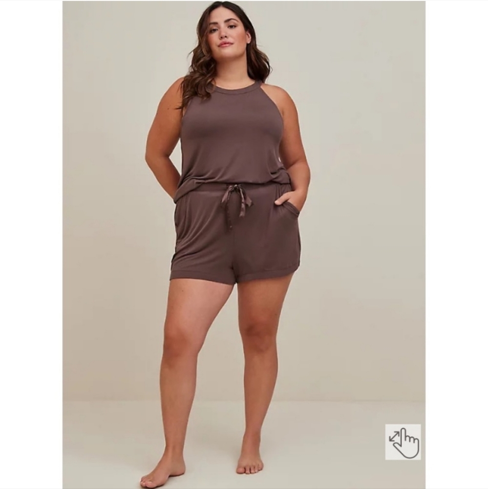 Torrid Super Soft Stretchy Neutral Brown Sleepwear Matching Tank & Shorts SET XL